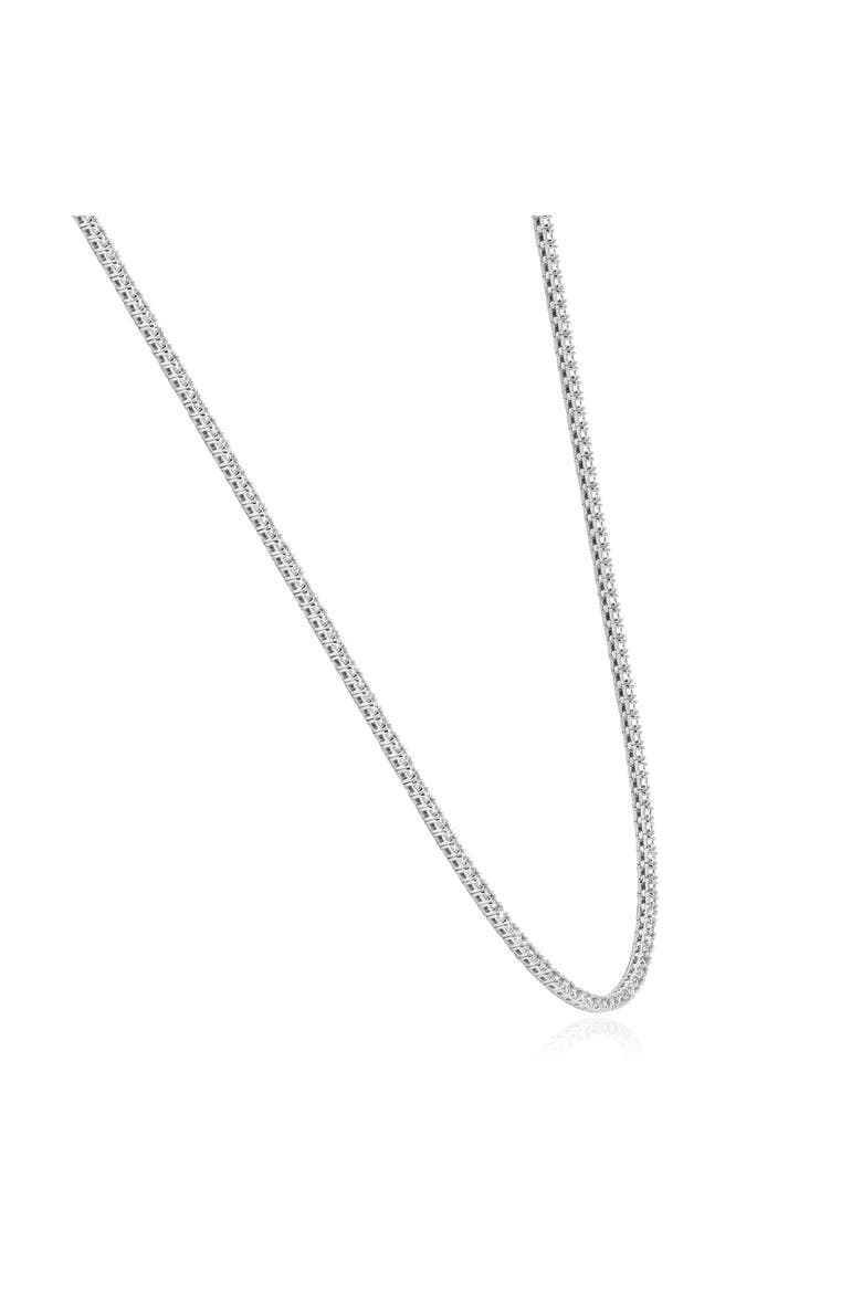7Ct TW Diamond Tennis Necklace 4-Prong 14k Gold 16.5" Lab Grown, Alternate, color, 14k White Gold