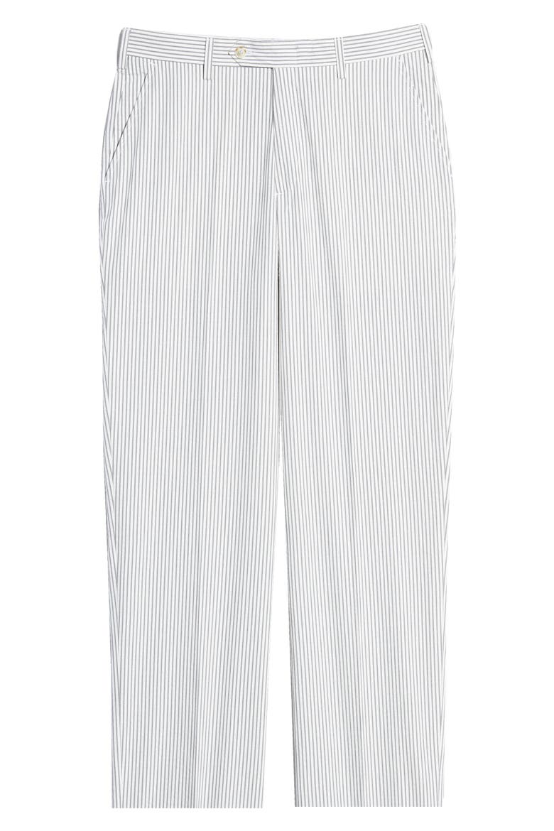 Flat Front Stripe Cotton Seersucker Pants, Alternate, color, GREY