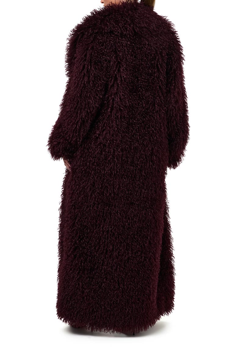 Faux Shearling Coat, Alternate, color, DARK PLUM