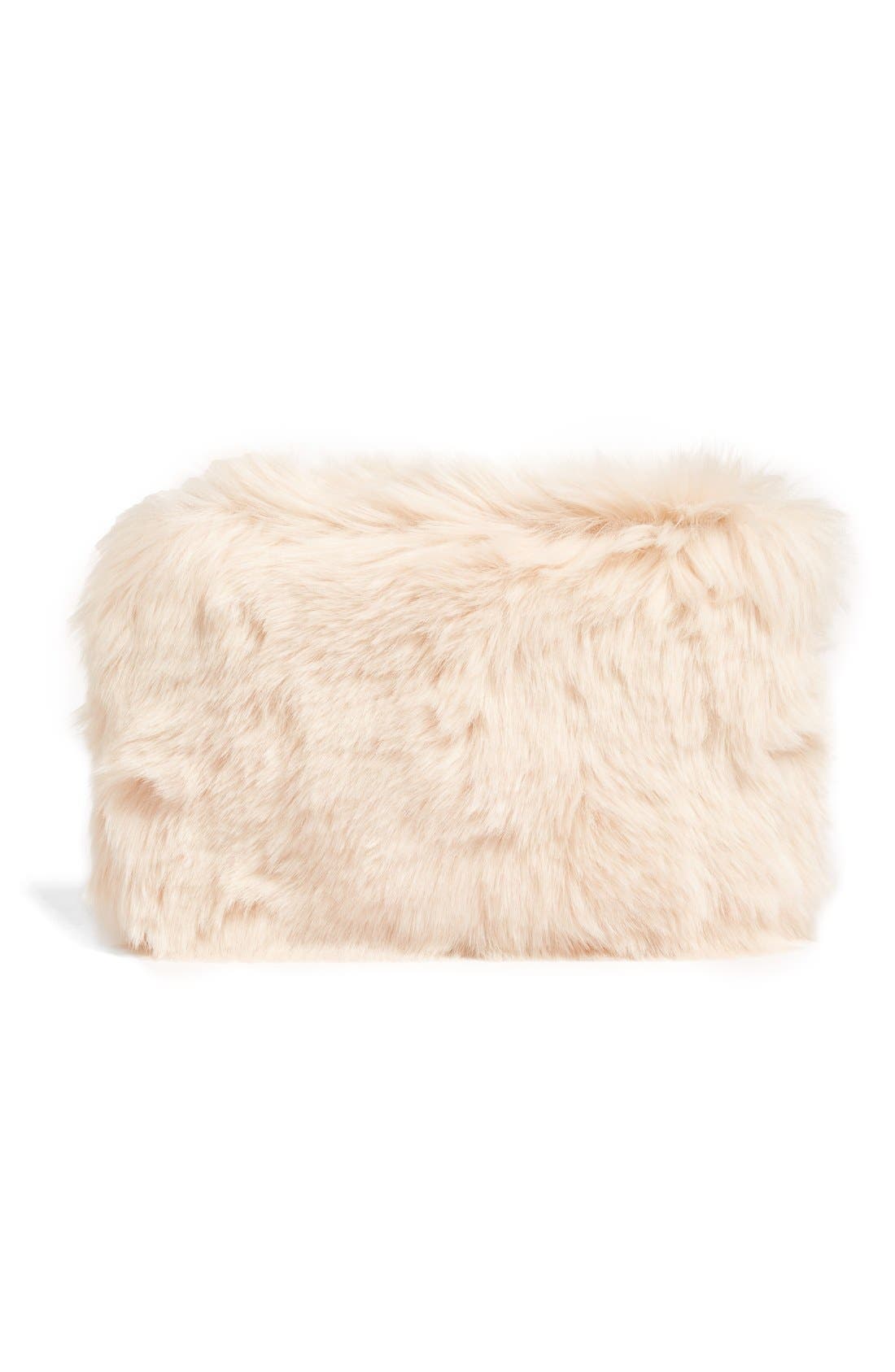 Cuddle Up Faux Fur Pouch, Alternate, color, PINK PEONY