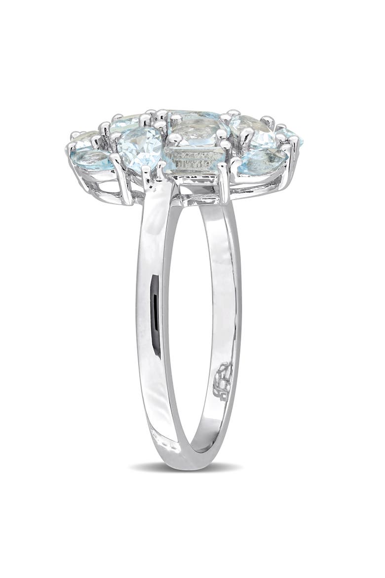 Gemstone Cluster Oval Cocktail Ring, Alternate, color, Blue Topaz/Sterling Silver