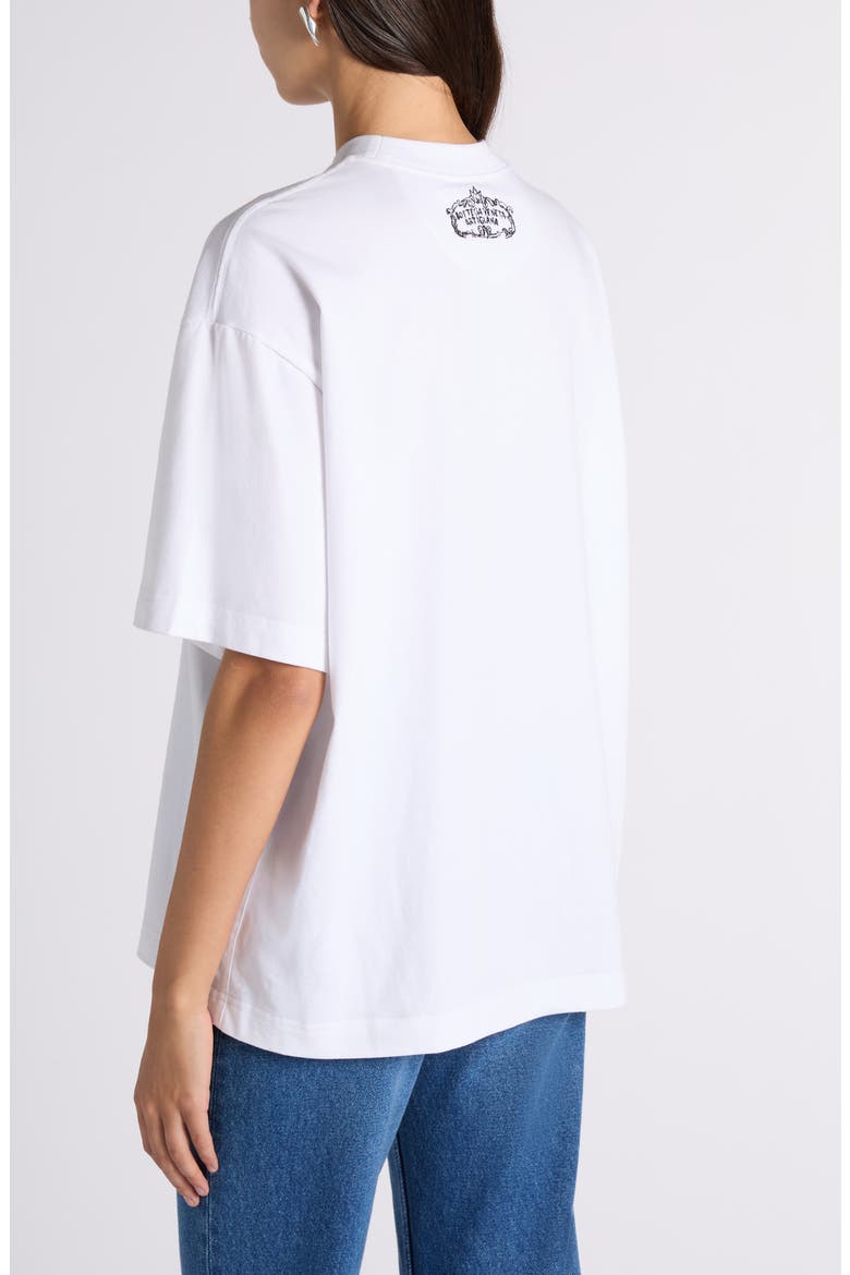 Artigiana Embroidered Yoke Oversize Cotton Jersey T-Shirt, Alternate, color, WHITE