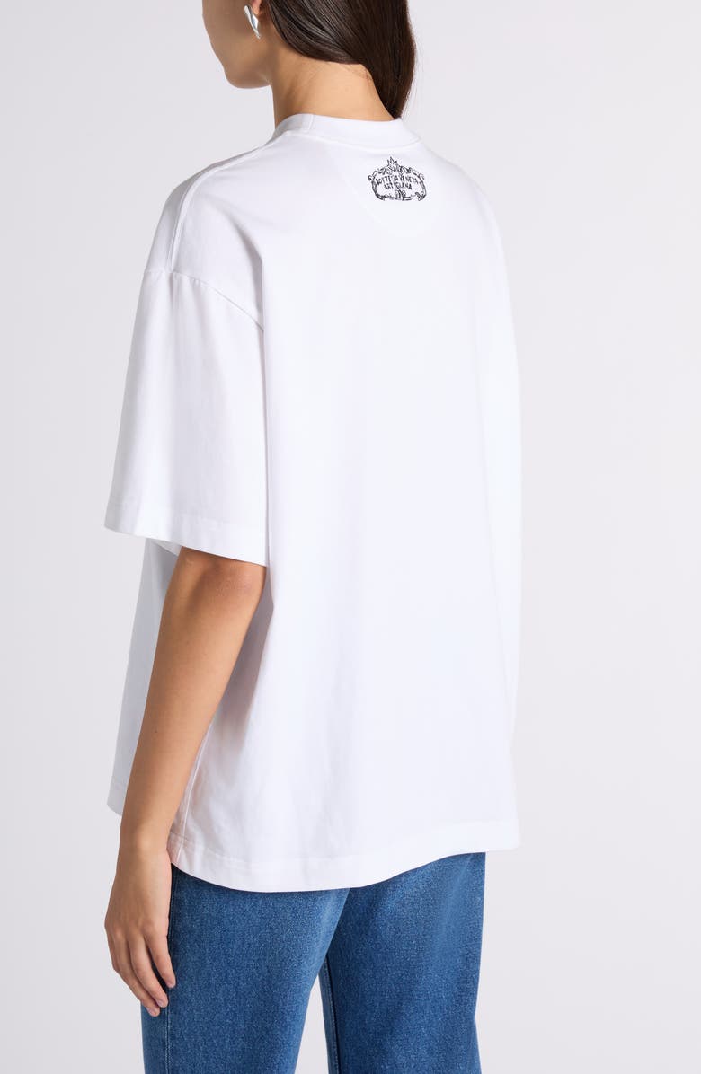 Bottega Veneta Artigiana Embroidered Yoke Oversize Cotton Jersey T-Shirt, Alternate, color, White