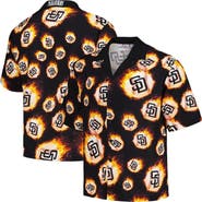 PLEASURES Men's PLEASURES Black San Diego Padres Flame Fireball Button-Up Shirt