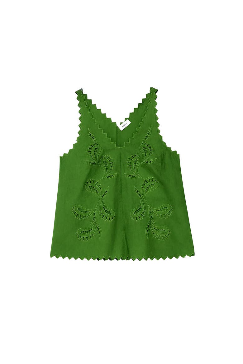 Cotton Top With Cutwork Embroidery, Alternate, color, Matcha