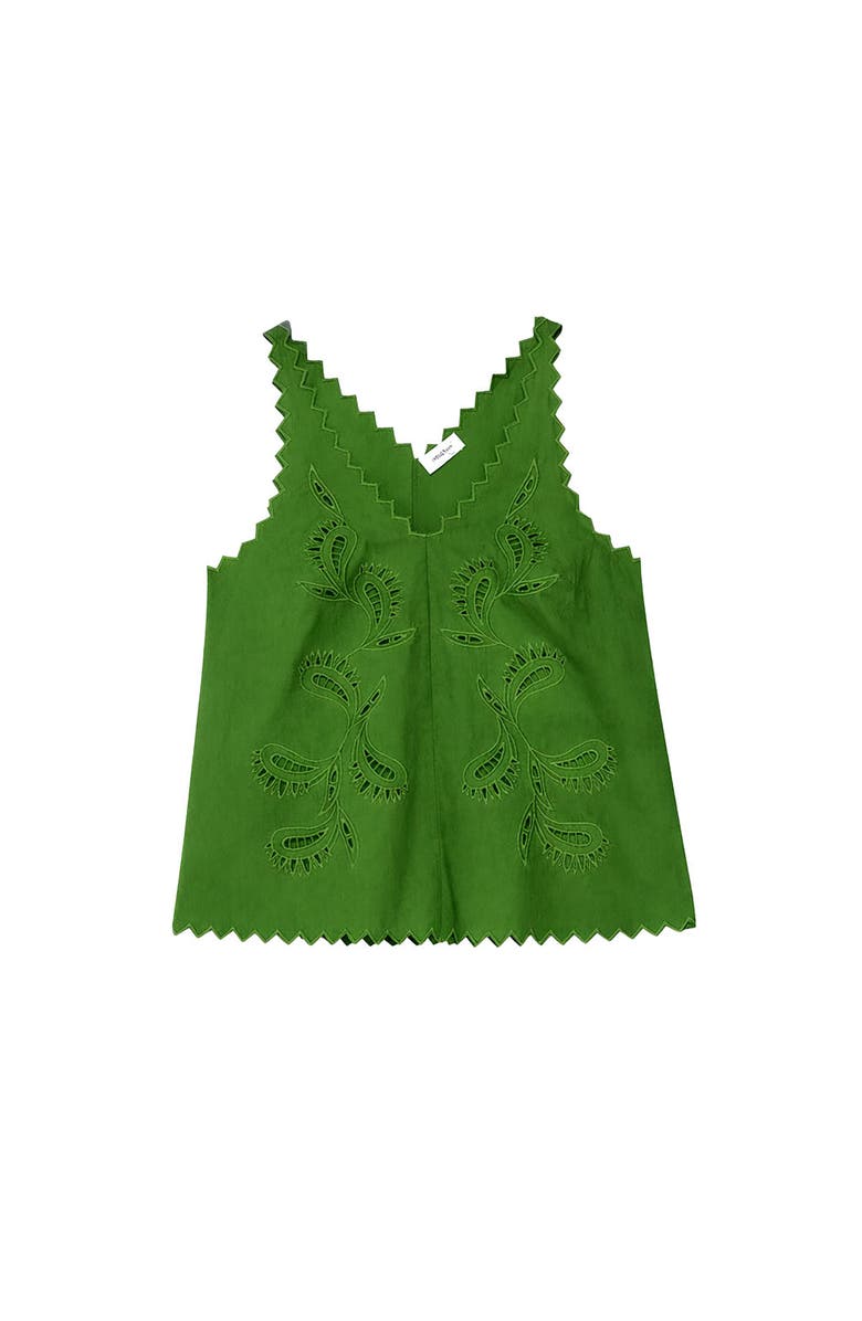 ottod'Ame Cotton Top With Cutwork Embroidery, Alternate, color, Matcha