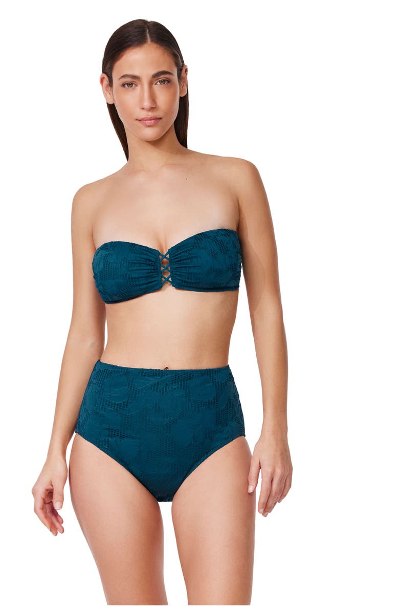 Profile by Gottex Jolene Textured Bandeau Bikini Top, Alternate, color, Petrol