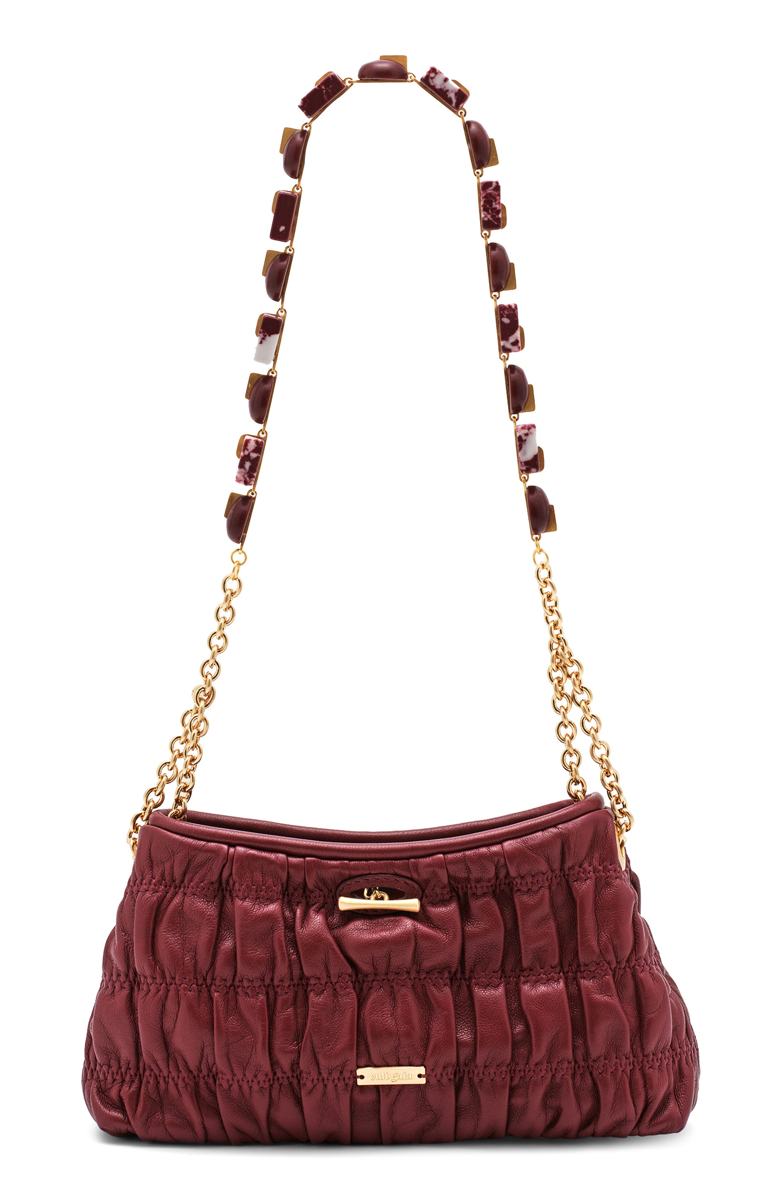 Cult Gaia Mini Kiraz Leather Clutch, Main, color, Chianti