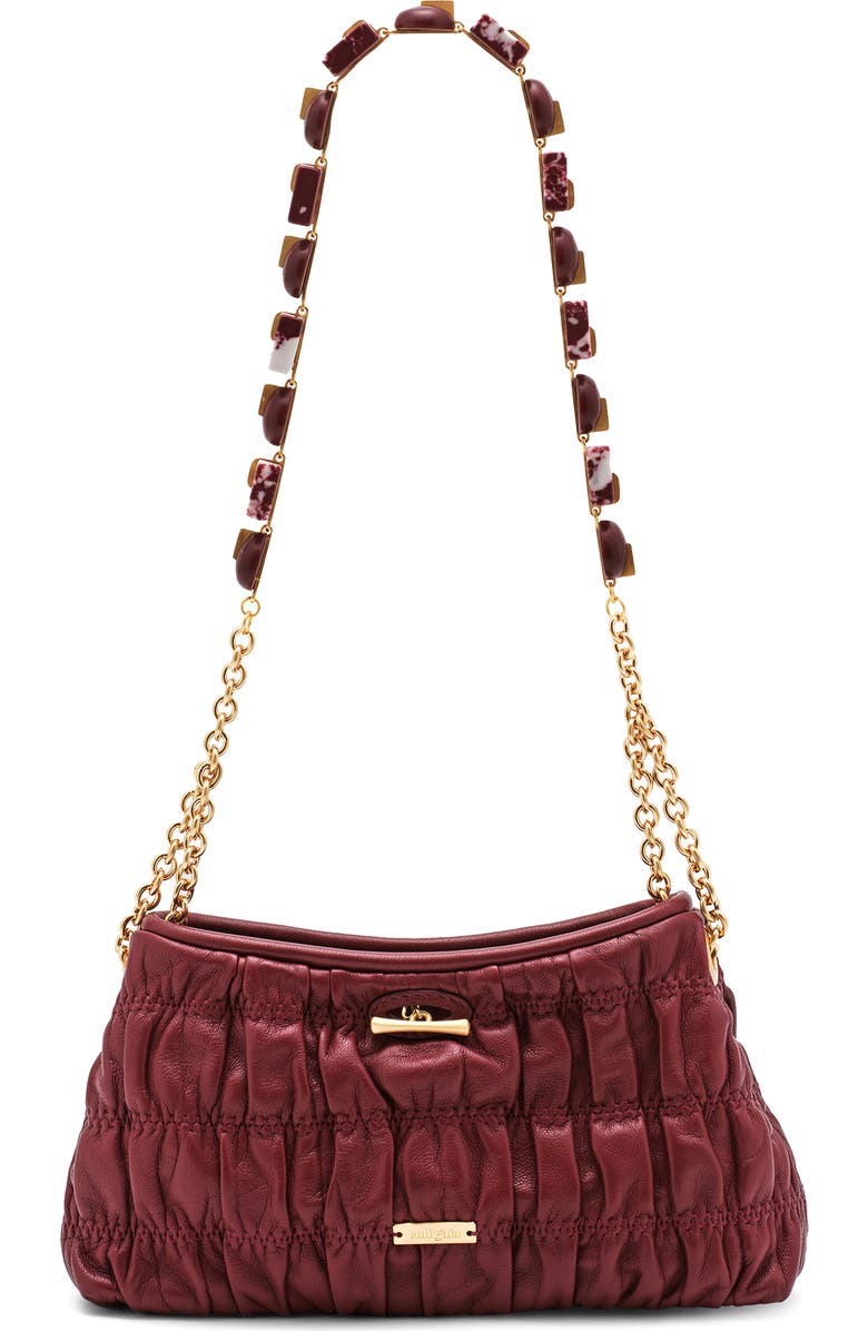 Cult Gaia Mini Kiraz Leather Clutch, Main, color, Chianti