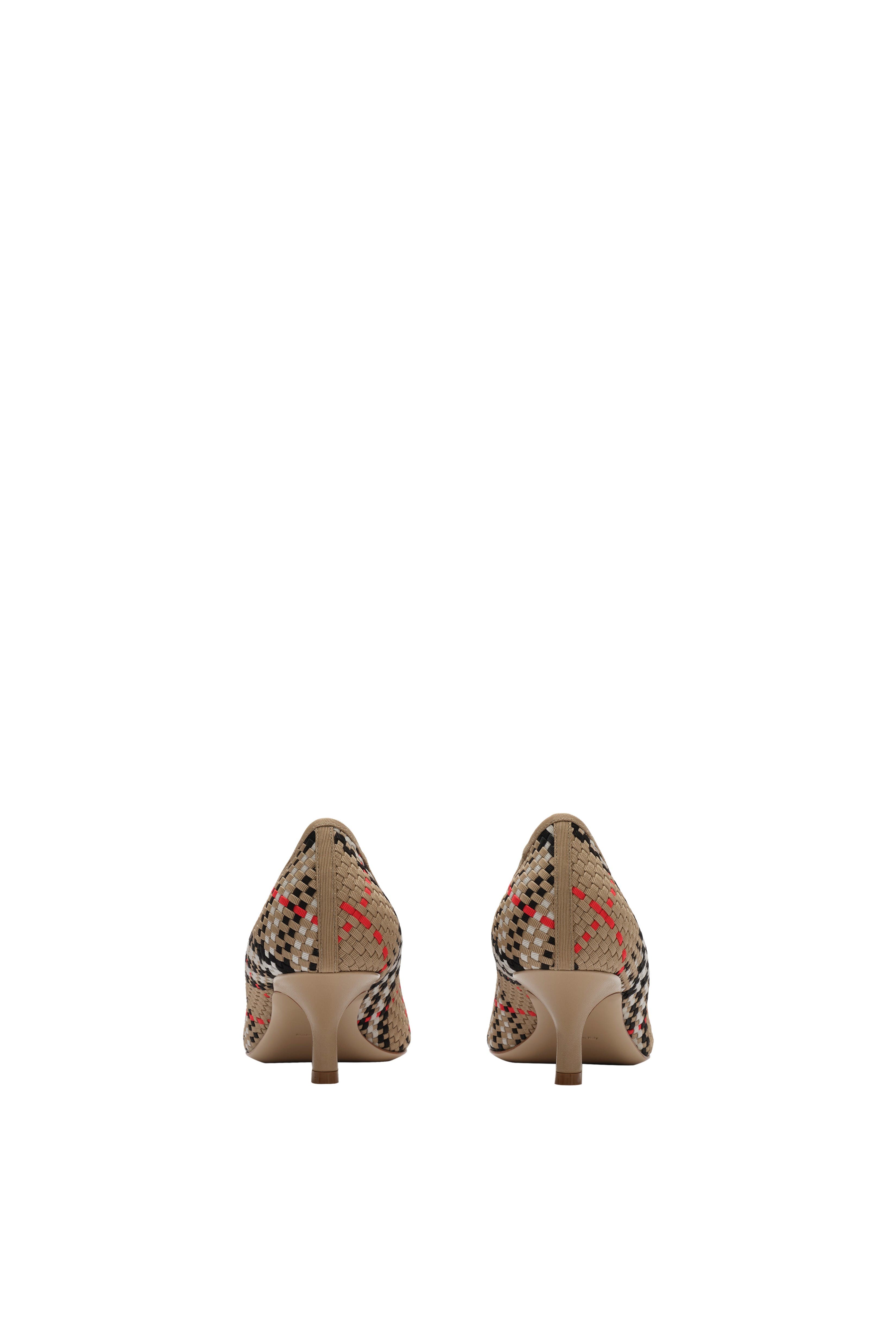 Burberry Check Dame Pumps, Alternate, color, Sand Beige