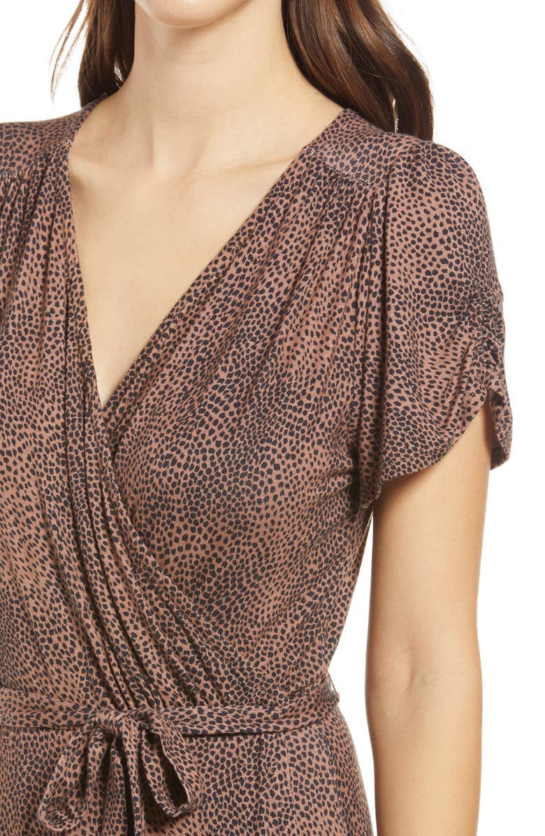 Loveappella Animal Print Wrap Front Dress, Alternate, color,