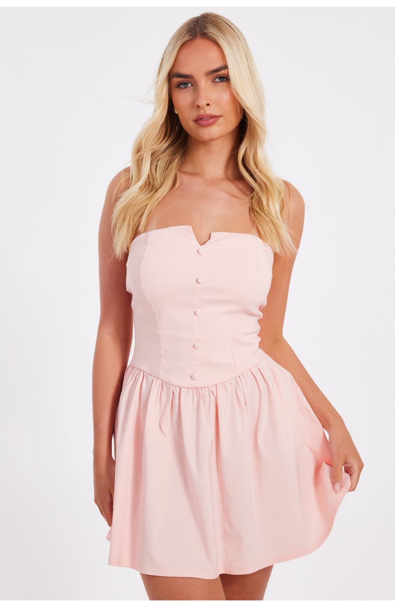 QUIZ Bengaline Bardot Mini Dress, Main, color, Baby Pink