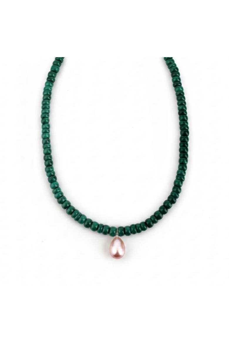 The Capri Malachite And Pink Pearl Necklace, Main, color, Green, Pink