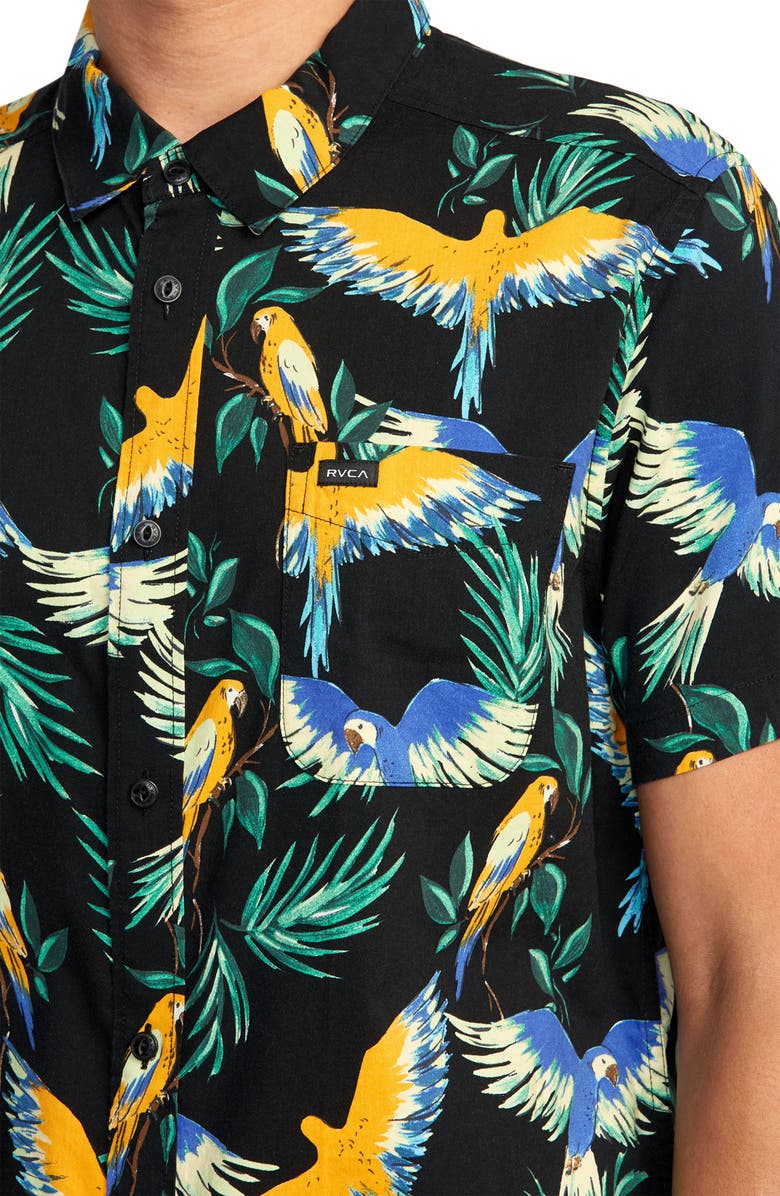 RVCA Pandemonium Short Sleeve Button-Up Shirt, Alternate, color, 
