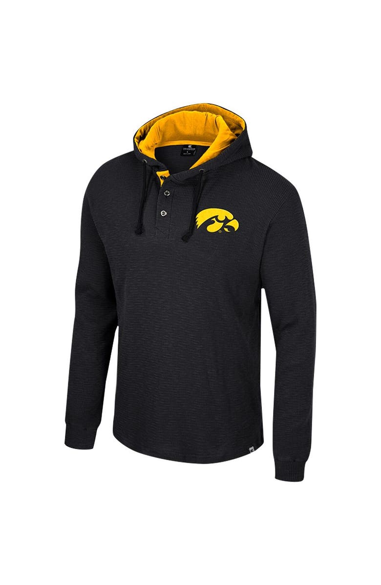 COLOSSEUM Men's Colosseum Black Iowa Hawkeyes Affirmative Thermal Hoodie Long Sleeve T-Shirt, Alternate, color, Black