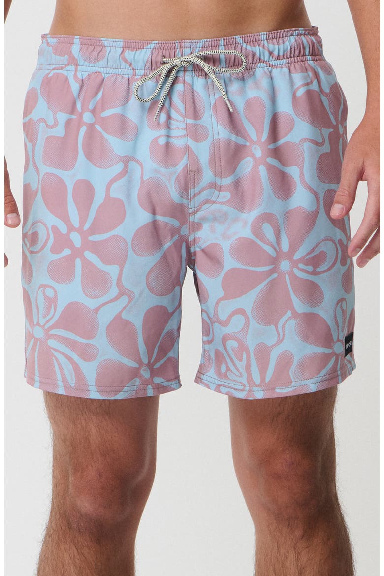 Sessions Floral Swim Trunks, Main, color, CRYSTAL BLUE