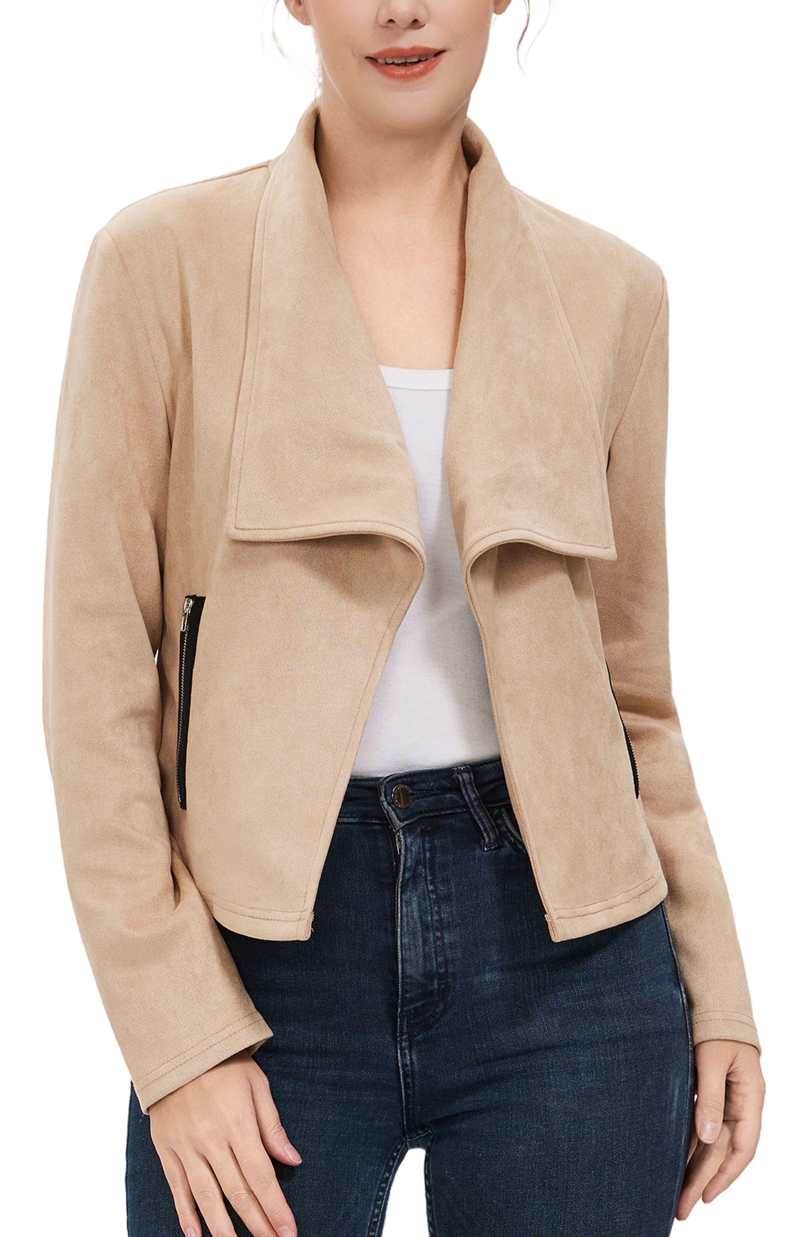 Women's Faux Suede Open Front Jacket - image 5