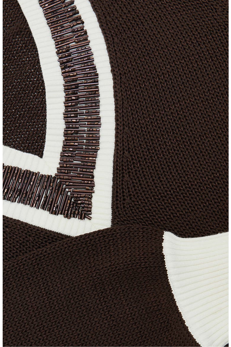 Courtney Beaded Contrast Trim Sweater, Alternate, color, CHOCOLATE BROWN