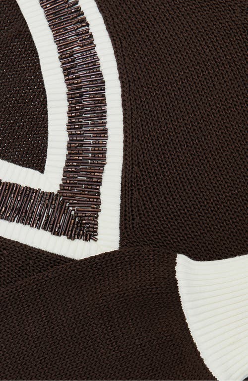 Reiss Chocolate Brown Bead-detail V-neck Knitted Jumper In Black