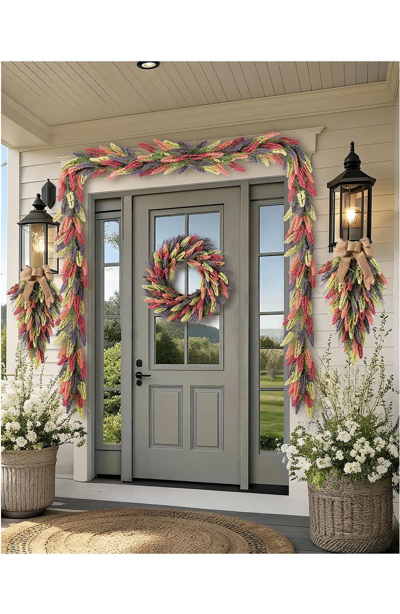 Glitzhome 28"H Mixed Colors Heather Artificial Teardrop, Alternate, color, Purple