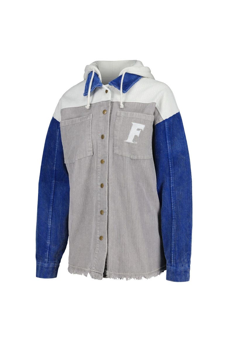 Women's Gameday Couture Gray Florida Gators Vintage Wash Corduroy Full-Snap Hooded Shacket, Alternate, color, Gray