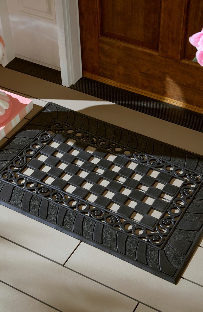 MACKENZIE CHILDS Classic Check Rubber Entrance Mat, Alternate, color, Black