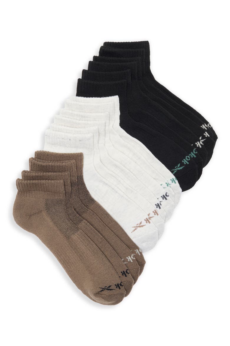 8-Pack Assorted Terry Quarter Socks, Main, color, BLACK MULTI