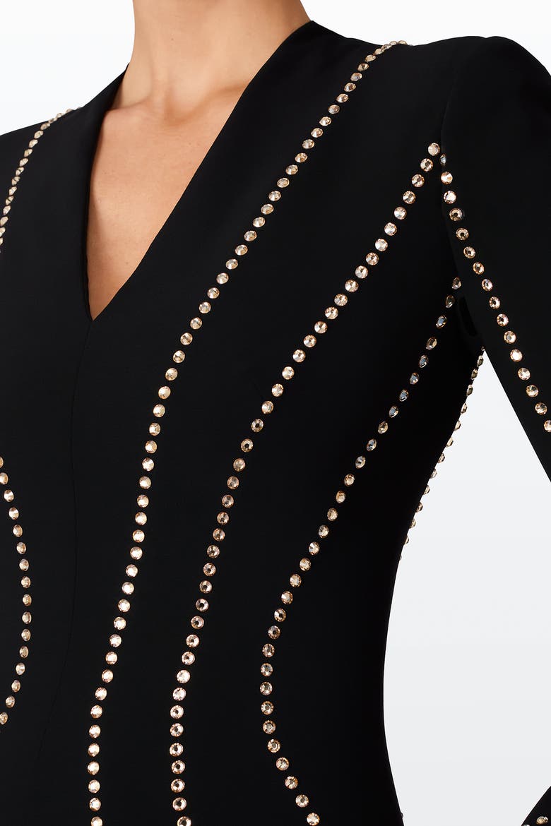 Victoire Rhinestone-Embellished Maxi Gown, Alternate, color, Liquorice