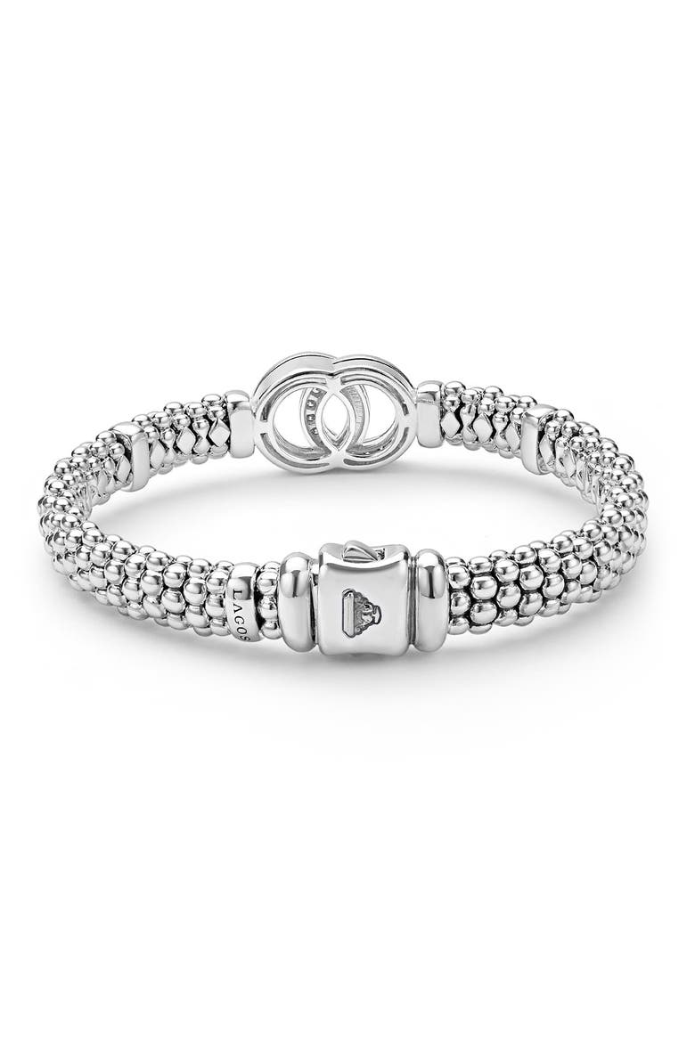 Signature Caviar Interlocking Diamond Bracelet, Alternate, color, SILVER