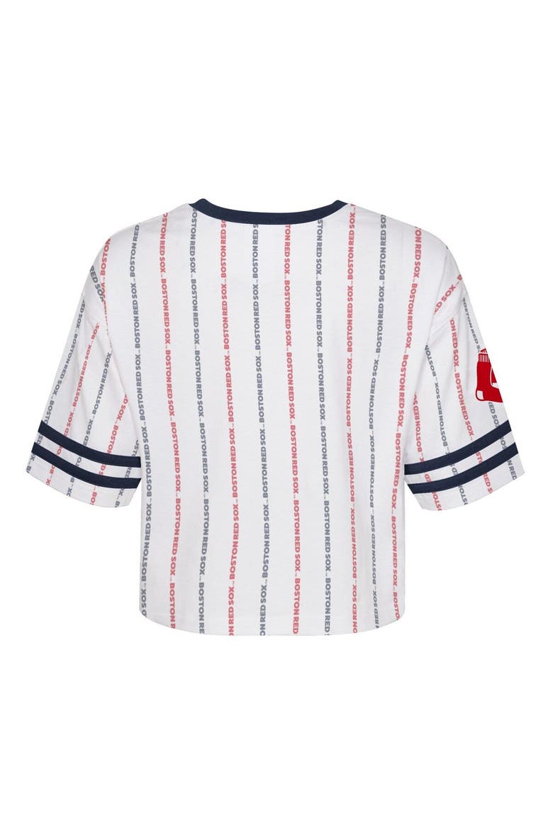 Girls Youth White Boston Red Sox Ball Striped T-Shirt, Alternate, color, White