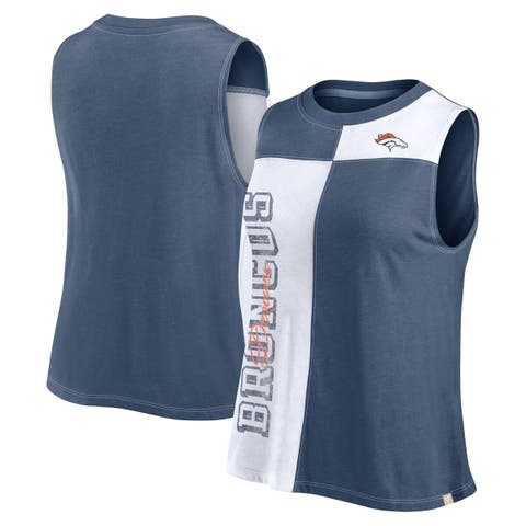Women's Fanatics Branded Navy/White Denver Broncos Script Color Block Tank Top