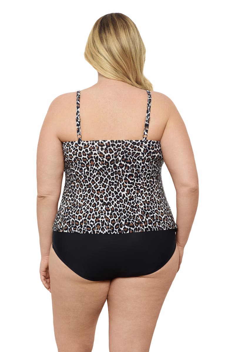 Aqua Green Triple Ruffle Tier Adjustable Tankini Swimsuit Top, Alternate, color, Seeing Spots