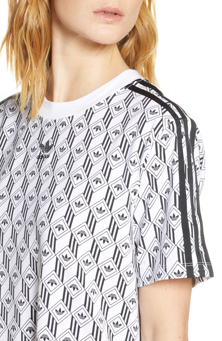 adidas Originals Trefoil Geo Print T-Shirt Dress, Alternate, color,
