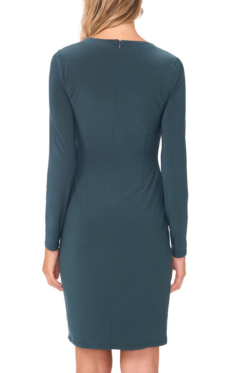 Vince Camuto Ruched Asymmetric Long Sleeve Dress, Alternate, color, Forest Night