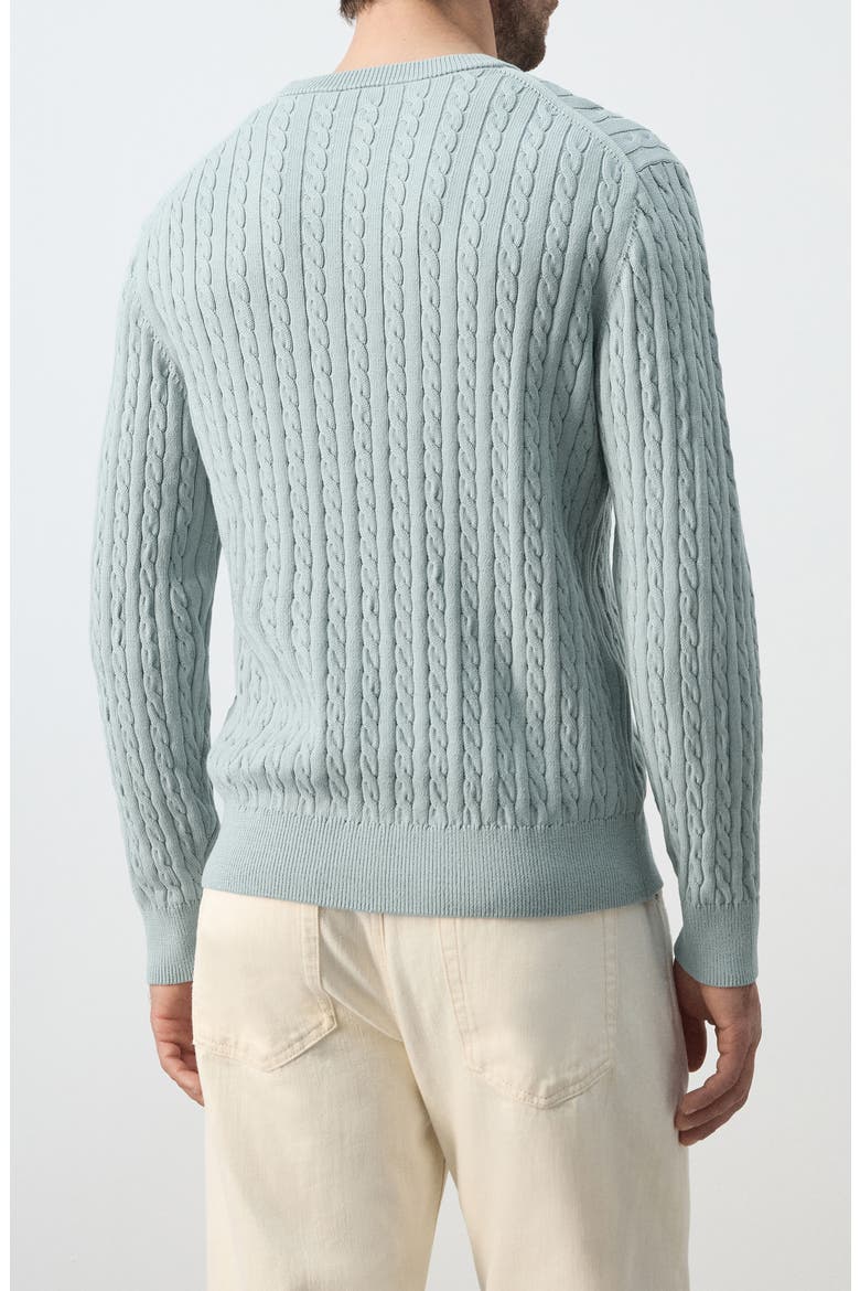 Crewneck Cable Stitch Sweater, Alternate, color, AQUA BLUE