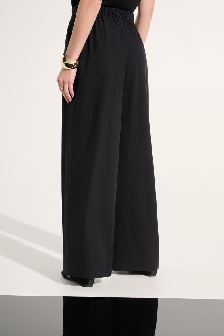 Stretch Woven Pull-On Wide Leg Pants, Alternate, color, Black