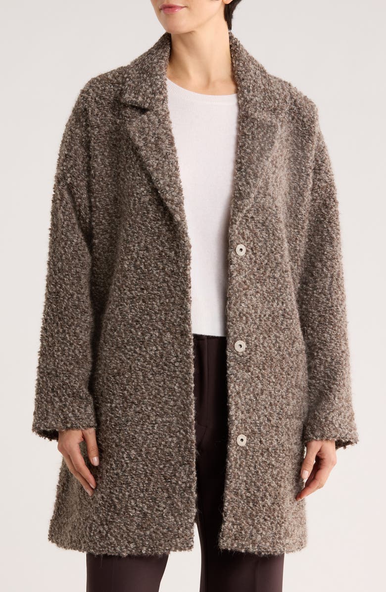 Eileen Fisher Alpaca & Wool Blend Faux Shearling Coat, Alternate, color, Rye