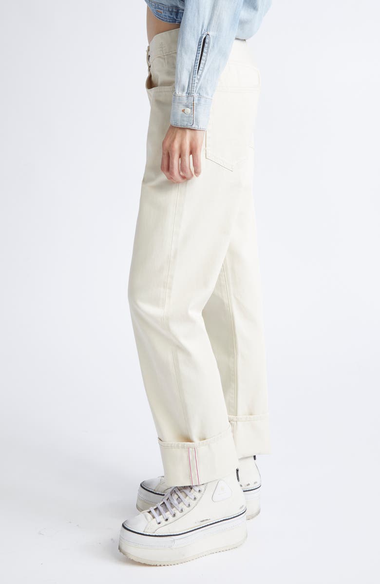R13 Cuffed Boyfriend Jeans, Alternate, color, Bone White Selvedge