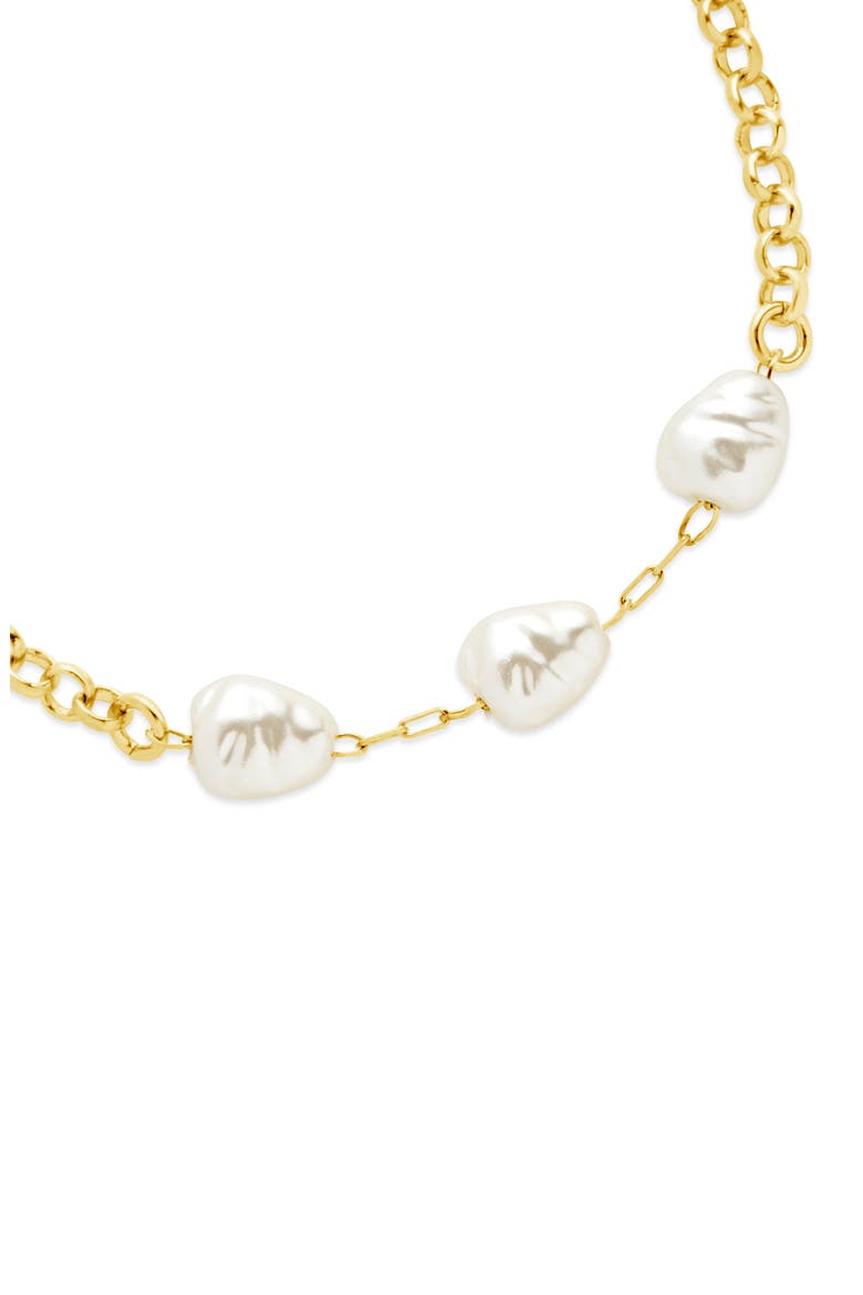 Allie 7.5mm Faux Pearl Anklet, Alternate, color, GOLD