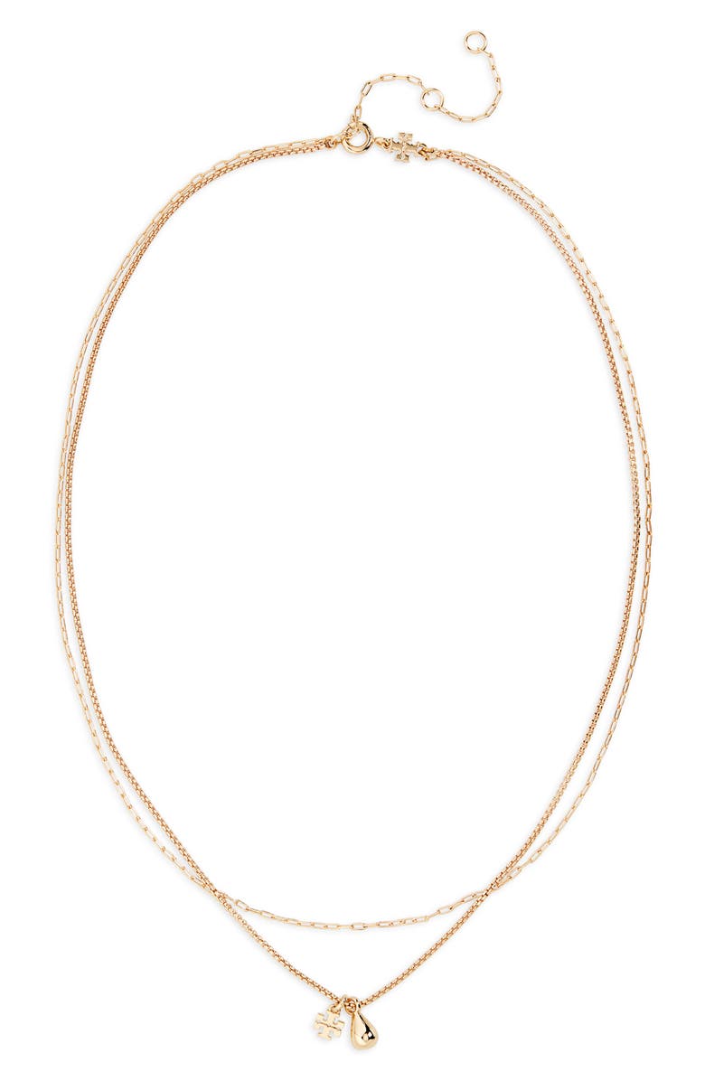 Tory Burch Good Luck Chain Layered Necklace, Main, color, Tory Gold