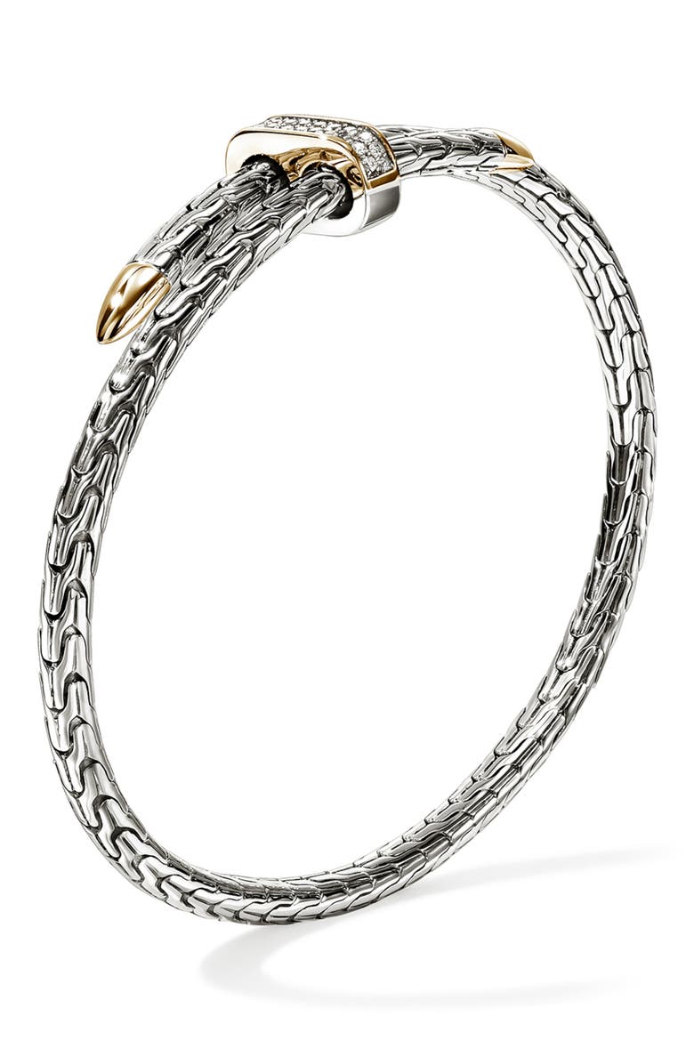 Spear Flex Cuff, Diamonds, 4mm, Alternate, color, SILVER/GOLD