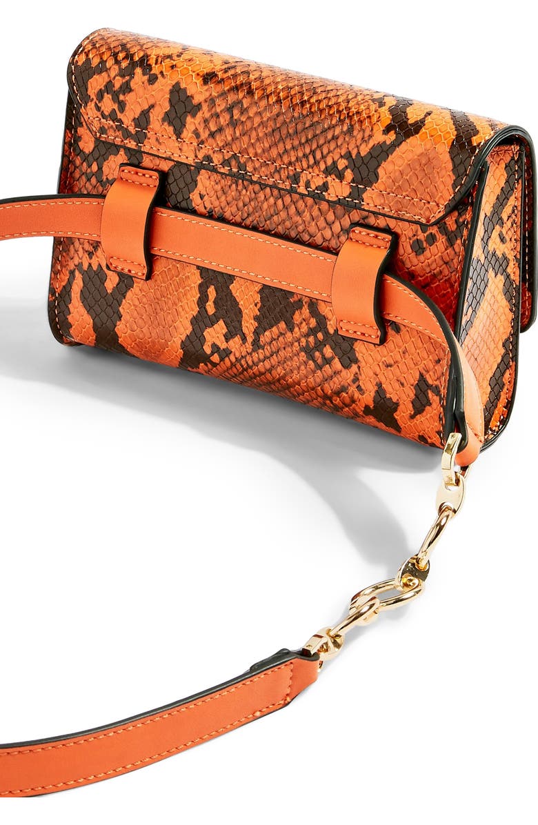 Topshop Blair Snake Embossed Faux Leather Belt Bag, Alternate, color,