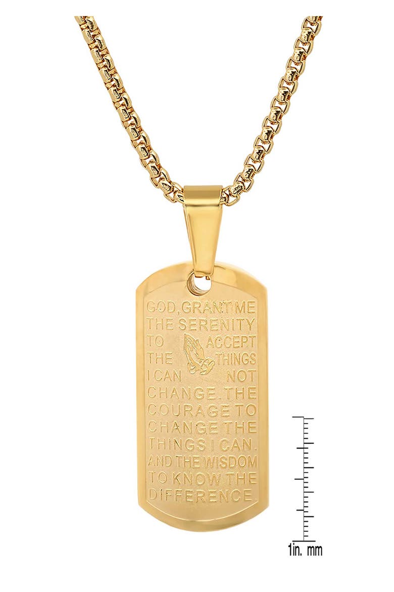 Serenity Prayer Dog Tog Pendant Necklace, Alternate, color, GOLD