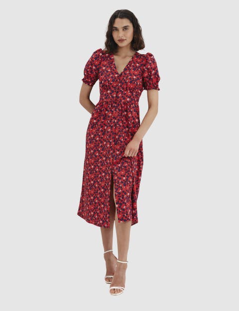 Samantha Button Through Midi Dress