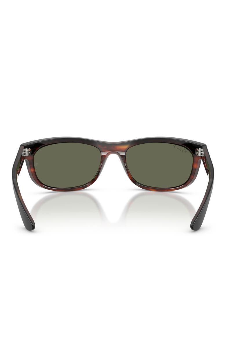 62mm Balorama Polarized Rectangle Sunglasses, Alternate, color, BLACK ON HAVANA / GREEN POLAR