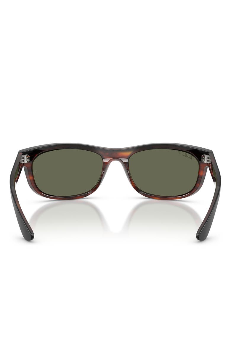 Ray-Ban 62mm Balorama Polarized Rectangle Sunglasses, Alternate, color, Black On Havana / Green Polar