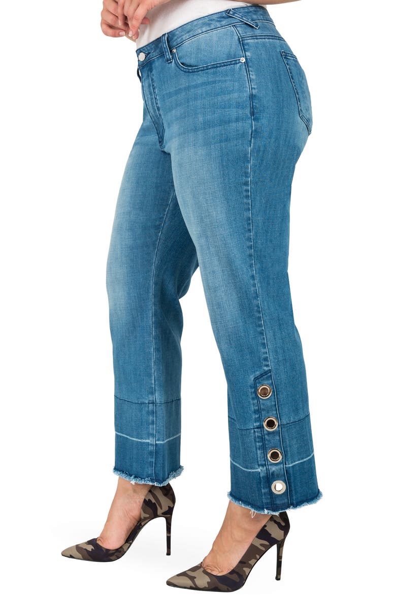 Meryl Grommet Detail Wide Leg Jeans, Alternate, color, BLUE