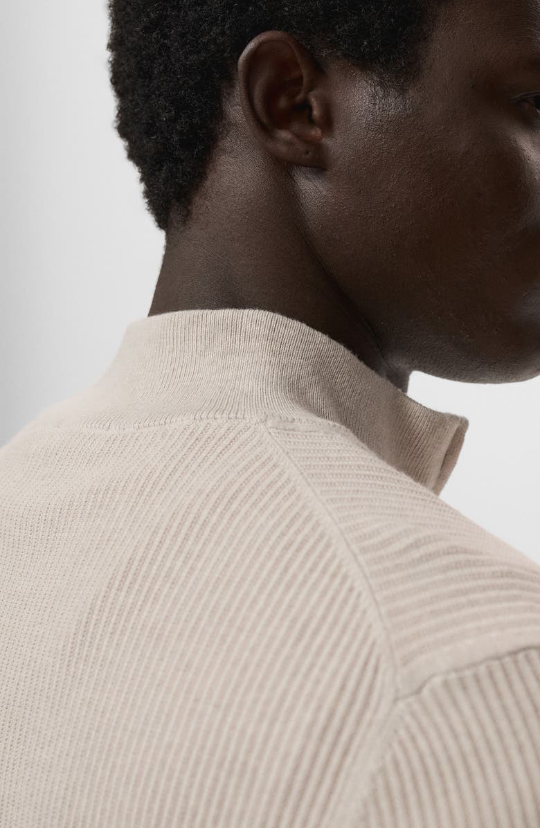 MANGO Rib Quarter Zip Sweater, Alternate, color, Beige