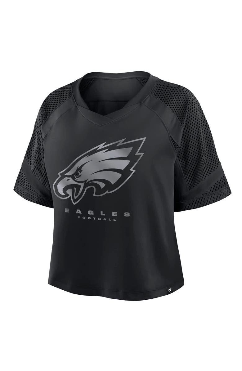 FANATICS Women's Fanatics Philadelphia Eagles Oversized Raglan V-Neck Blackout Fashion Jersey, Alternate, color, Black