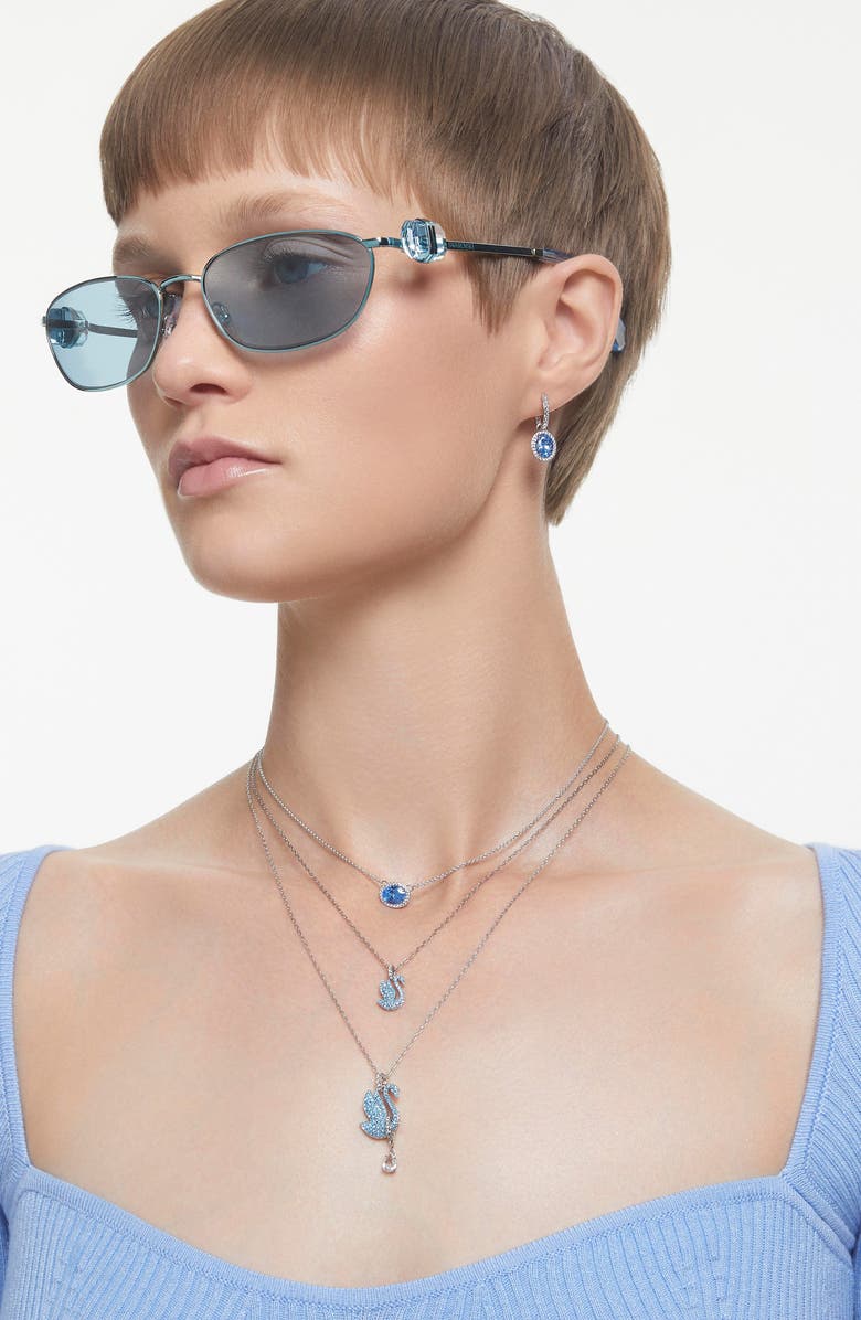 Swarovski Swan Pendant Necklace & Stud Earrings Set, Alternate, color, 